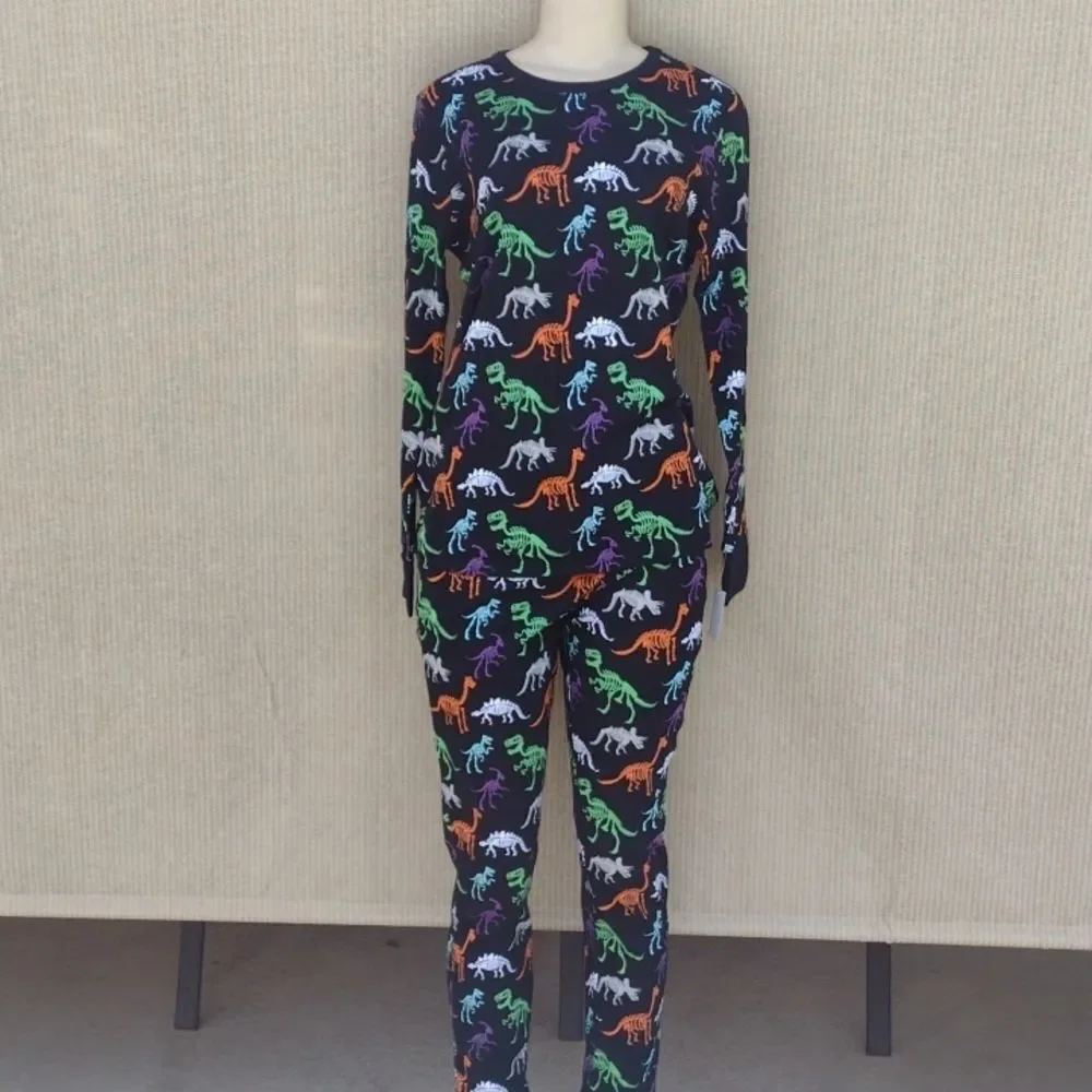 NWT Dapper Dinos: Women's Dino Skeleton Print Matching Family Pajama Set - Picture 3 of 8